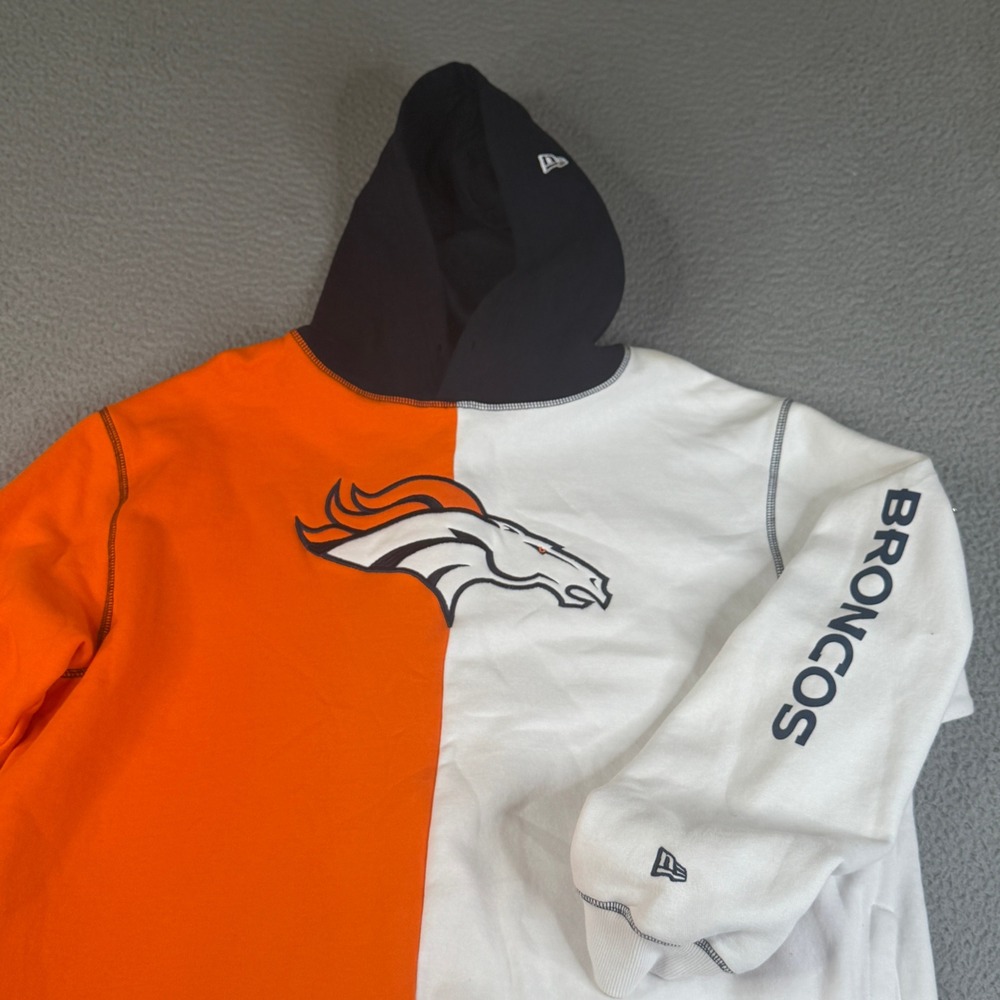 Denver Broncos  Hoodie Mens 2XL Orange White Stitched Pullover NFL New Era